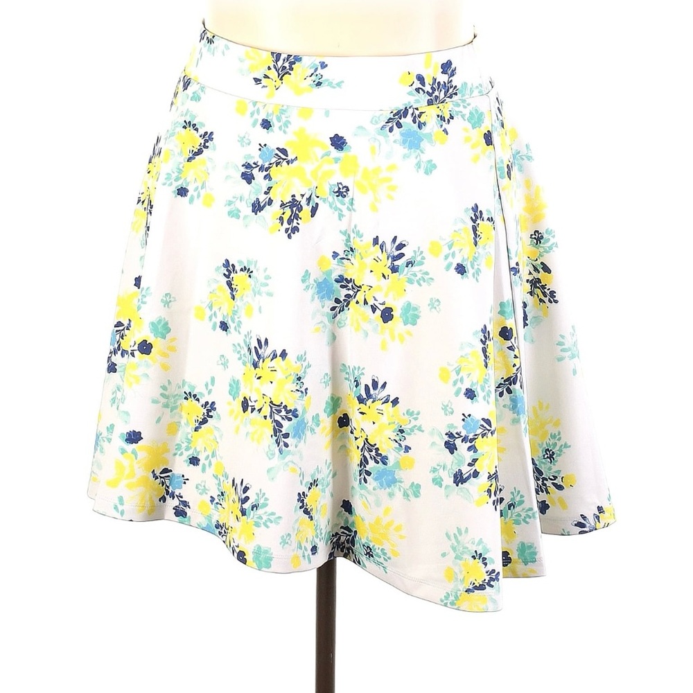 Torrid Floral A-Line Skirt - White, Yellow, Blue, summer skater skirt